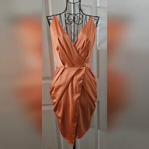 Bebe Surplice Satin Mini Cocktail Dress